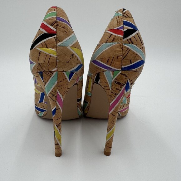 ShoeDazzle Shoes Womens Size 6 Multicolor Cork Stiletto High Heels Pointed Toe - Picture 6 of 9